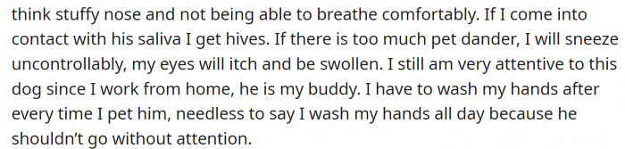 She has frequent allergy attacks, even with all the medication she is taking.