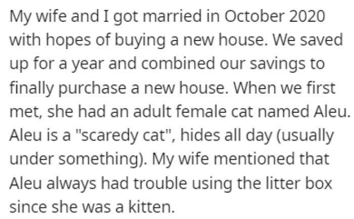 After saving up for a year, OP and his wife decided to buy a new house