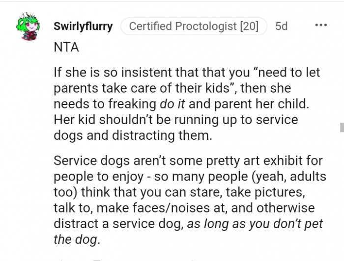 Service dogs aren't some pretty art exhibit