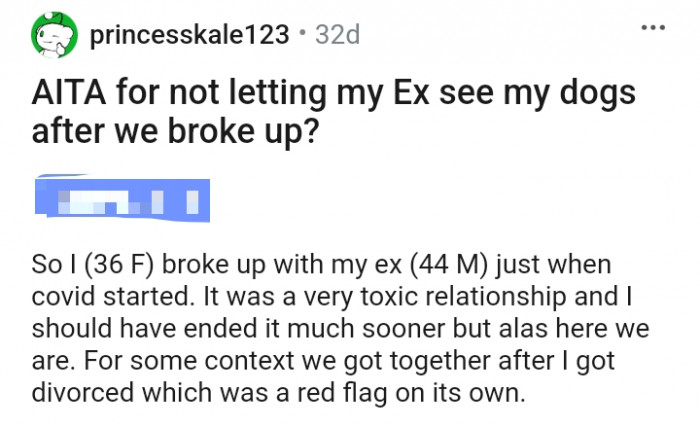 I refused my ex seeing my dogs
