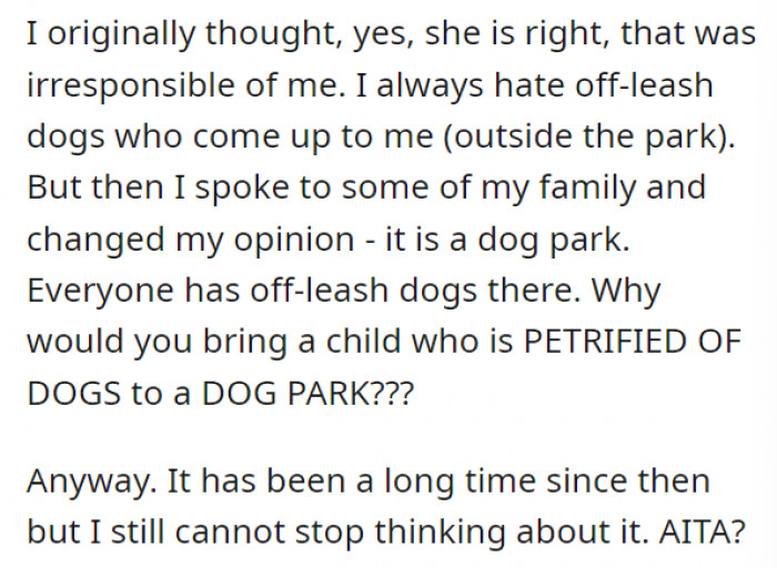 The situation happened a long time ago, but it still bothers him.