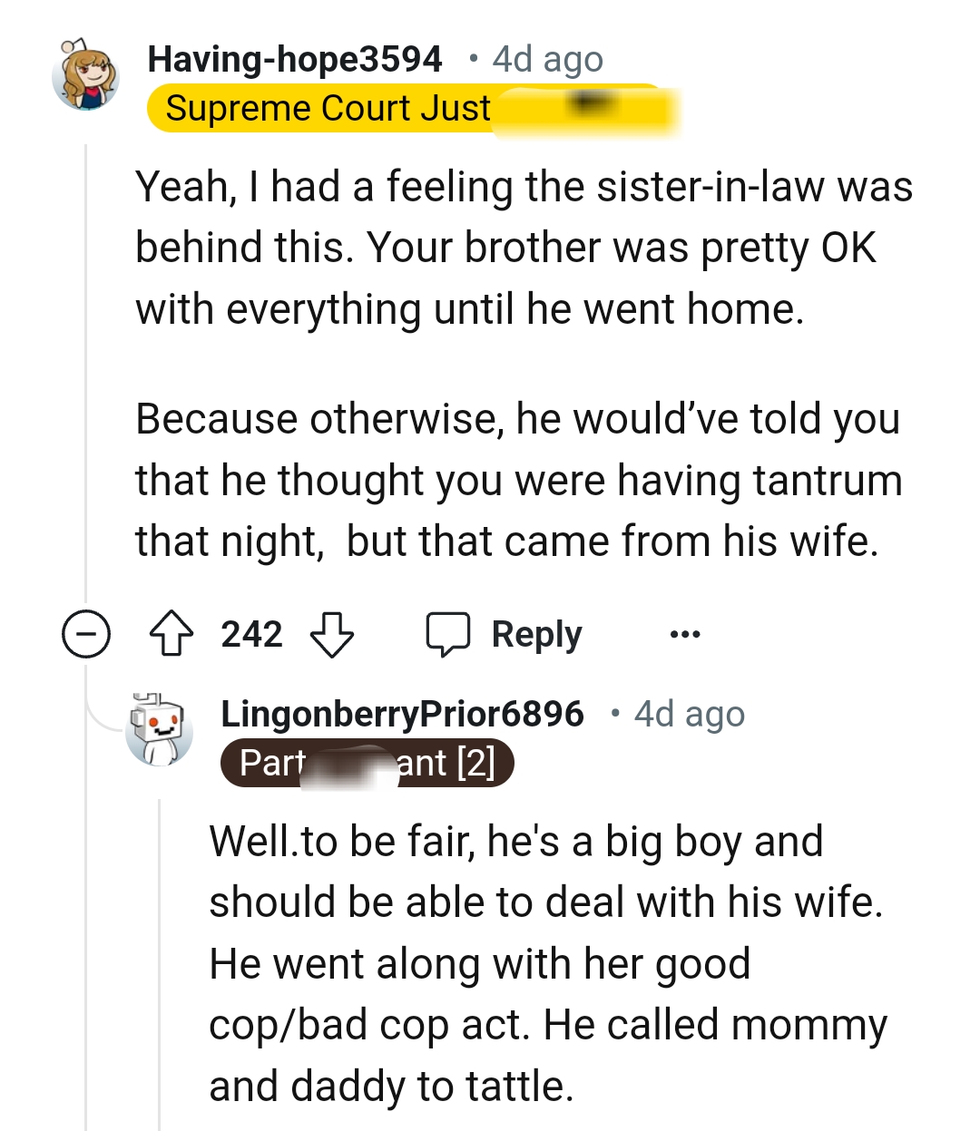 OP's brother was okay with everything.