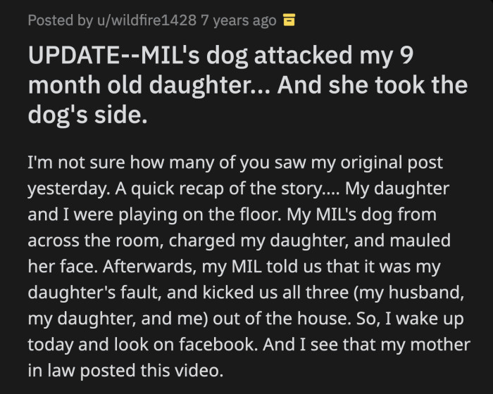 OP and her family are out of her MIL's house.