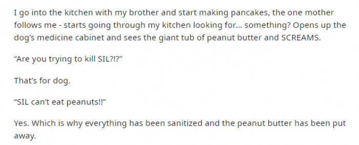 The Redditor went into the kitchen and started making pancakes when the mom began rifling through her cupboards.