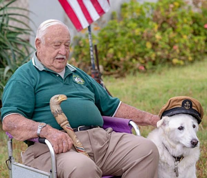 George Johnson, 93-year-old Navy veteran, decided to welcome Sam into his life, saving him from the shelter