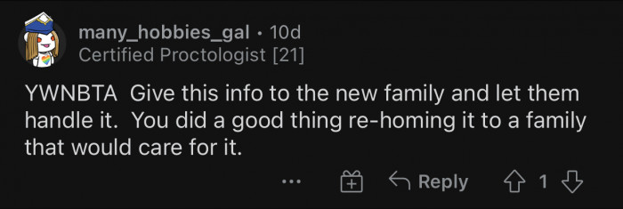 The new family should also have a say in this.