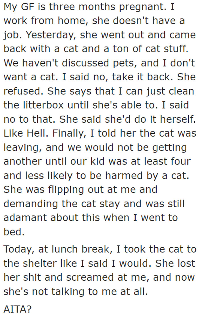 The OP mentioned that his girlfriend is pregnant with his child.