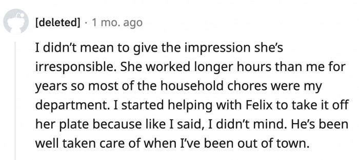 OP clarified that Shelby is not a neglectful owner. He just volunteered to take over Felix's care because Shelby has to work longer hours than OP.