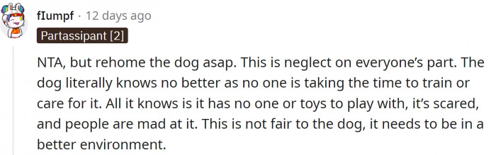 They should rehome the dog