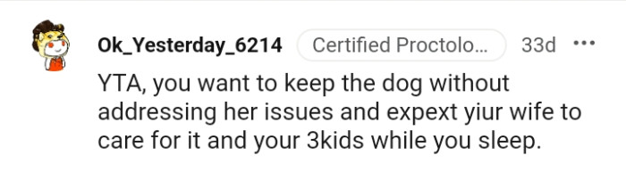 You want to keep the dog without addressing her issues