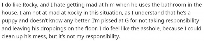 Now OP asks if she is right in this situation