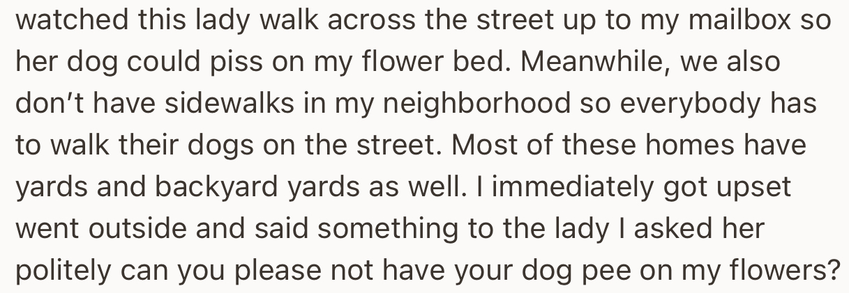 OP Later Found Out That Their Neighbor Was Allowing Her Dog to Pee on Their Flowers