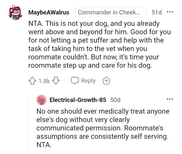 It's time for the OP's roommate to step up