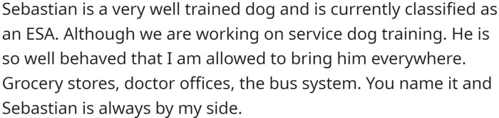 Sebastian is a very well-trained dog