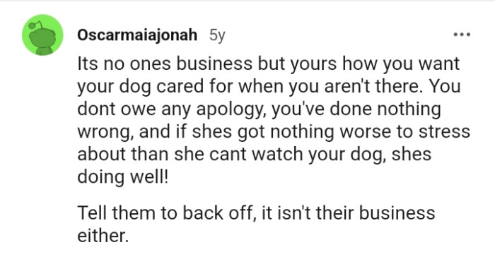 Telling them to back off