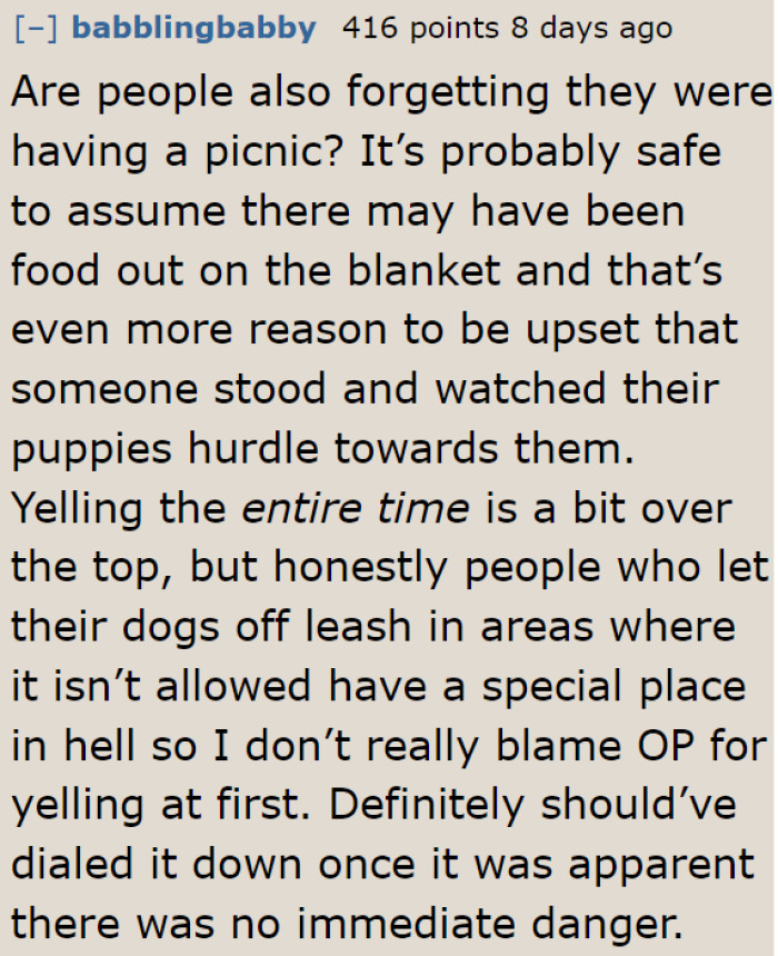 A Redditor can't fault the OP because the situation could've been worse.