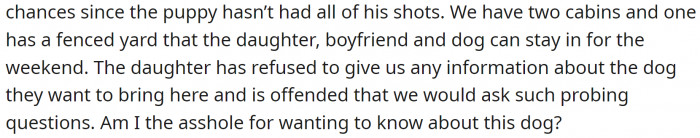 Her husband told his daughter they could use the other cabin on their property, but that wasn't good enough for her.