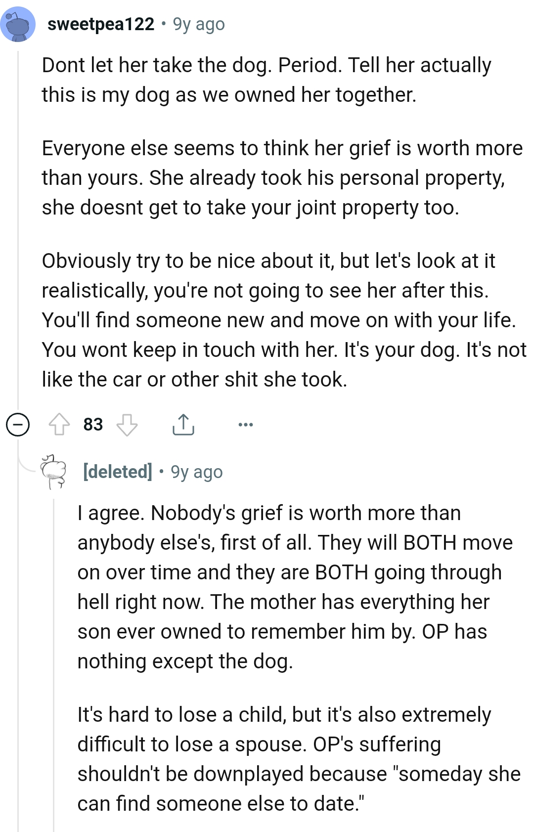 She already took his personal property