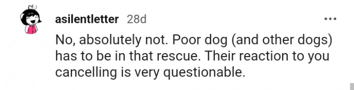 Their reaction when you canceled is questionable