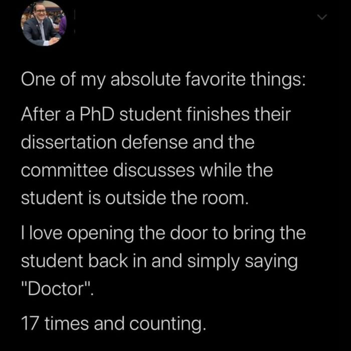 19. Greeting their PhD students with 