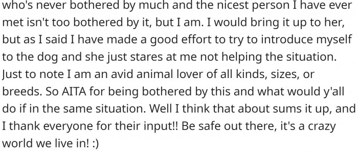 OP's partner is not that bothered by this situation, but OP simply can't help but feel frustrated.