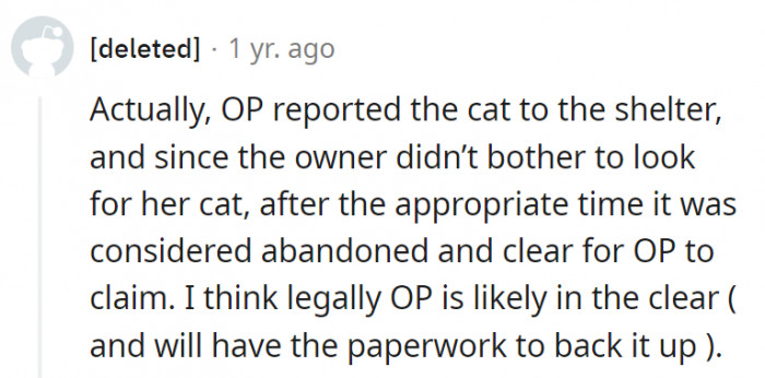 16. OP also has proof of ownership for the cat