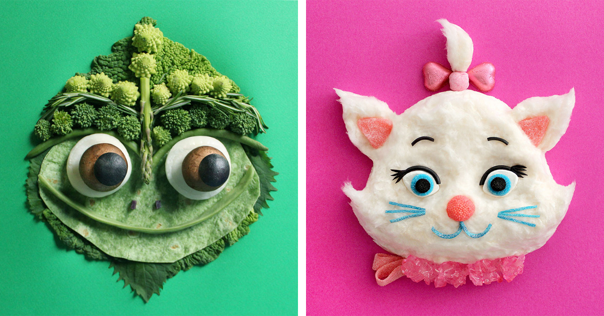 6 Portraits Of Disney Animal Characters Artistically Made Out Of Food