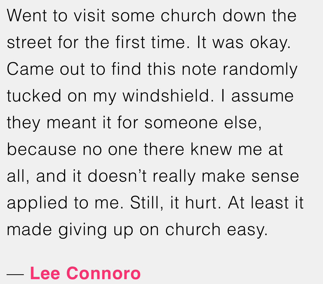 Lee Connoro had this to say about the note above