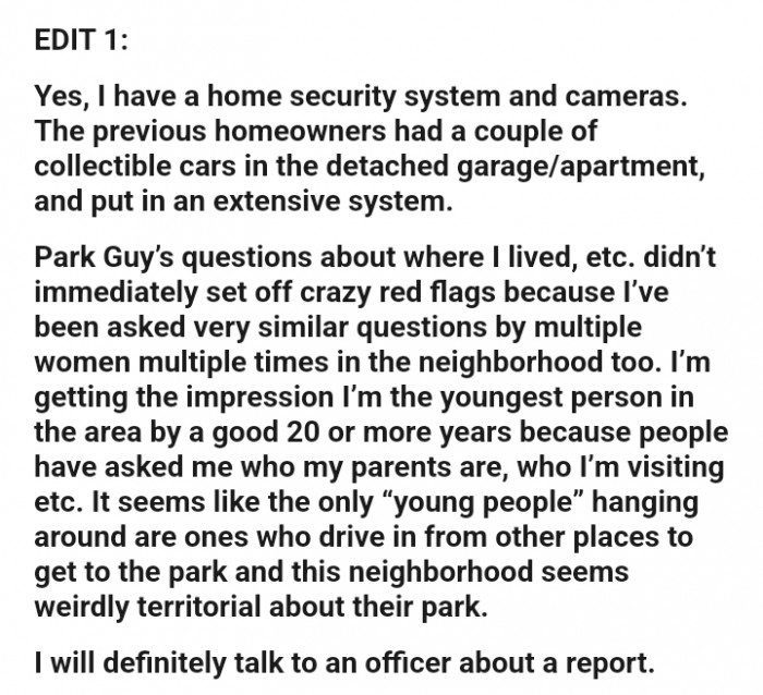 Here is the first edit given by the OP as an update to the story