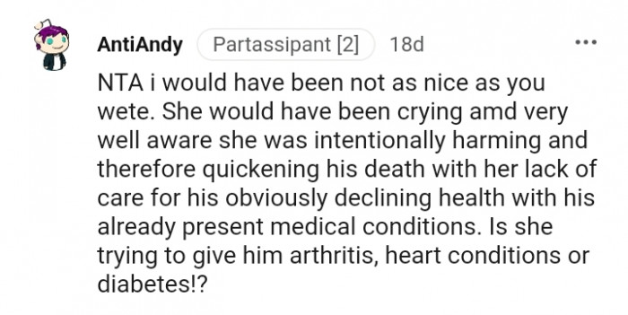 She was intentionally harming and therefore quickening his death