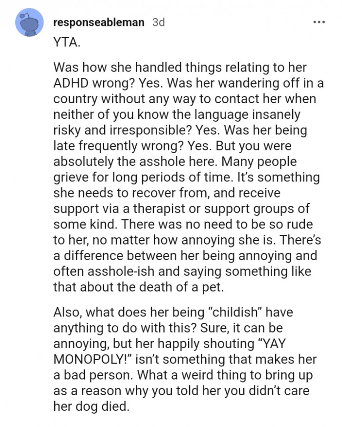 There was no reason to be so rude to her