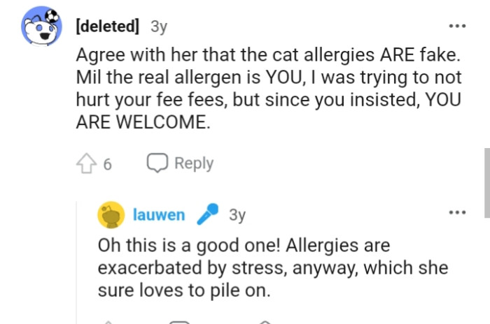Allergies are exacerbated by stress which the OP's MIL loves to pile on