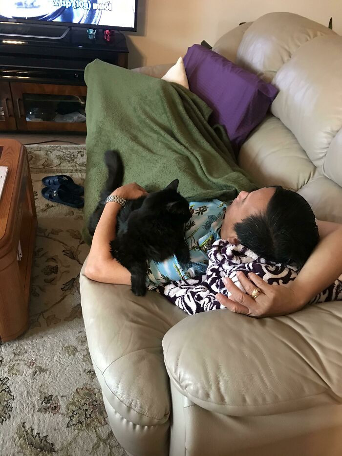 "My Asian Dad Didn’t Grow Up Around Animals And Was Always Against Any Sort Of House Pet. My Mom Just Sent Me This Photo"