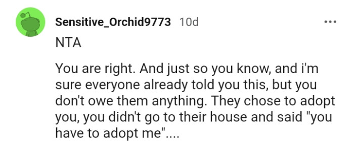 They chose to adopt the OP; he didn't go to their house by himself