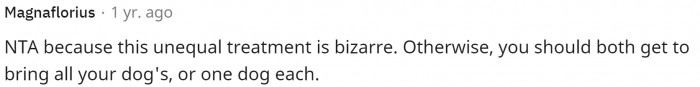 Many people said that it is definitely unfair treatment between the two of them.