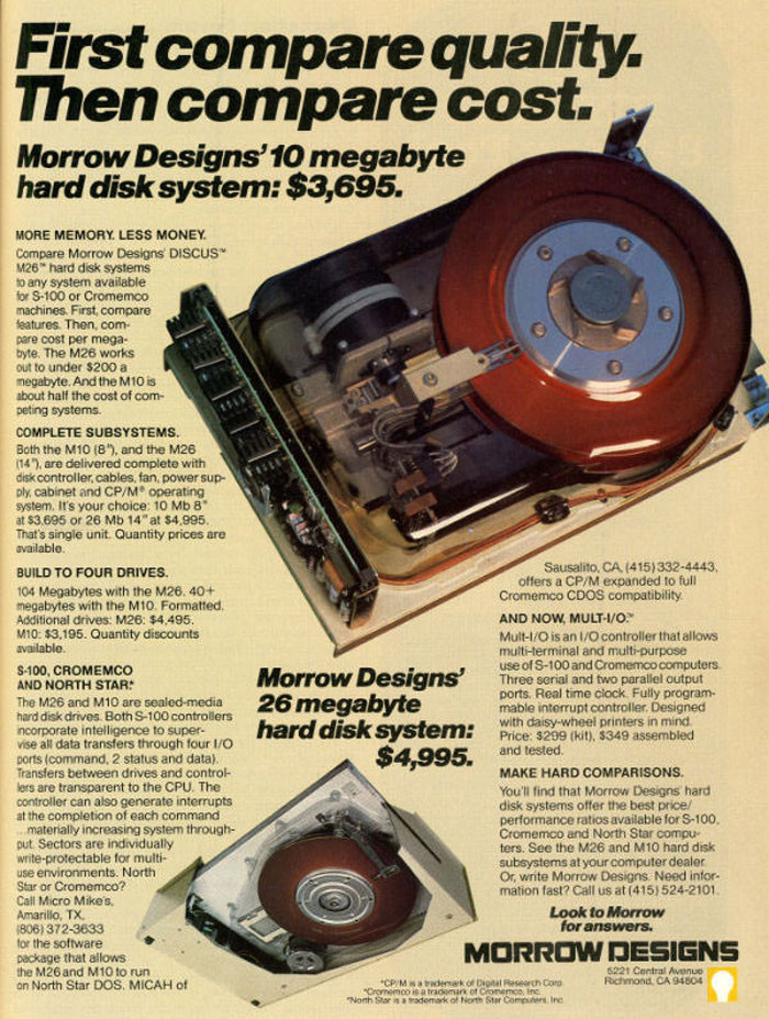 1. 10 Megabyte Hard Disk System: $3,695