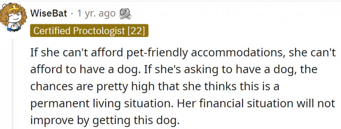 You can't afford to live alone - you can't afford a dog: