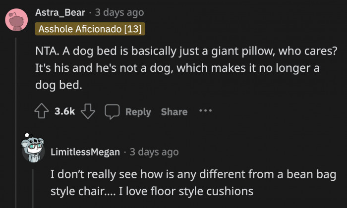 One could argue that the dog bed is basically a comfortable, giant pillow