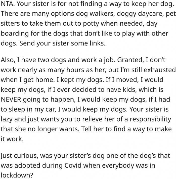 5. There are many other options her sister should consider.