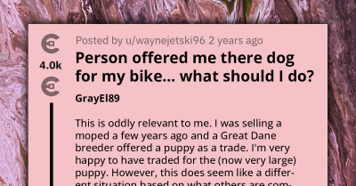 Redditors Are Bewildered To See Someone Trying To Trade Their Dog In Exchange For A $400 Bike