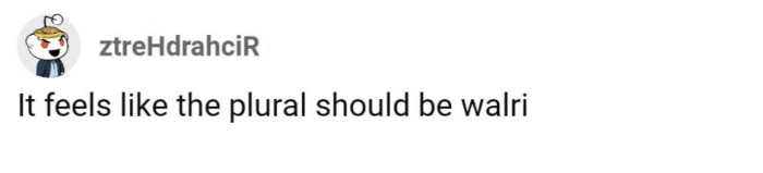 "Walruses" does feel very awkward to say