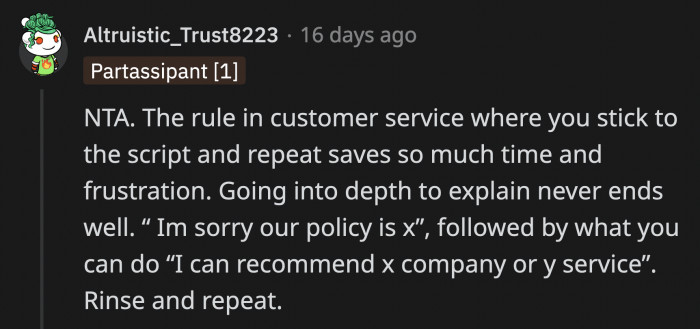 OP can employ this approach the next time (because there will be a next time) she deals with a difficult dog owner.