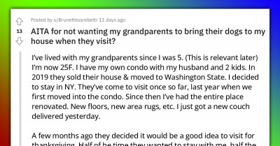 Redditor Asks Grandparents Who Raised Her Not To Bring Their Dogs When They Come To Visit Her, But They Won’t Come Without Them