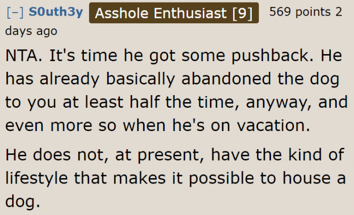 The way the son treats his dog is equivalent to abandonment.
