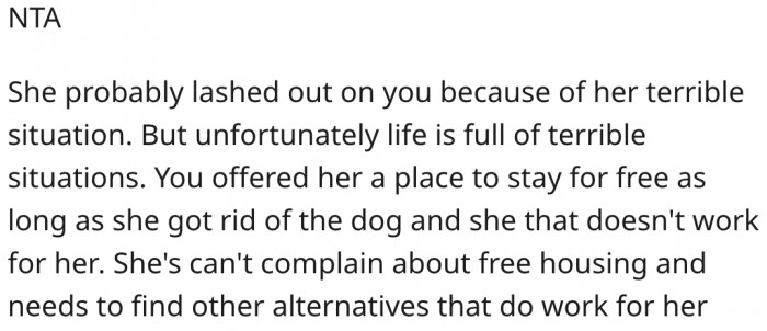 15. Her sister should find alternatives if she's not satisfied.