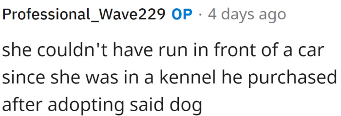 The dog was in a kennel