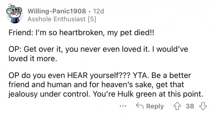 "Be a better friend and human for heaven's sake."