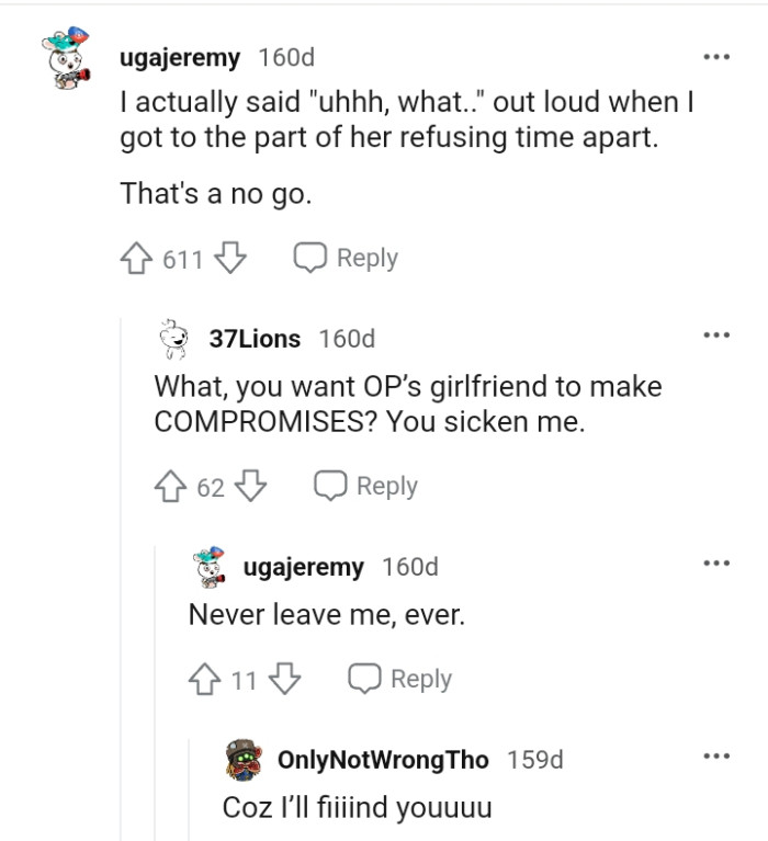 She refused the time apart