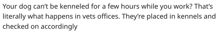 9. The dog should be kenneled while she works.