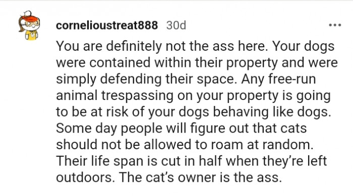 People should know that cats are not allowed to roam